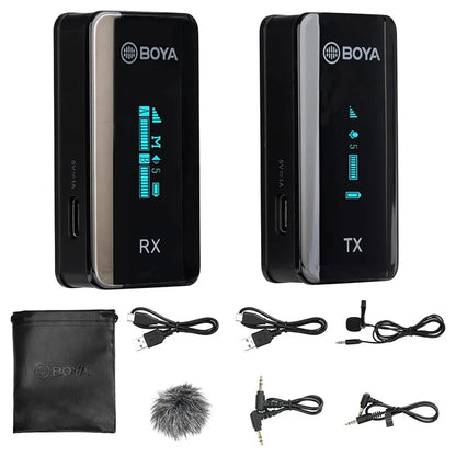 BOYA BY-XM6-S1 1 Transmitter + 1 Receiver, Wireless Microphone Lapel Clip Mic for Phone Camera Laptop