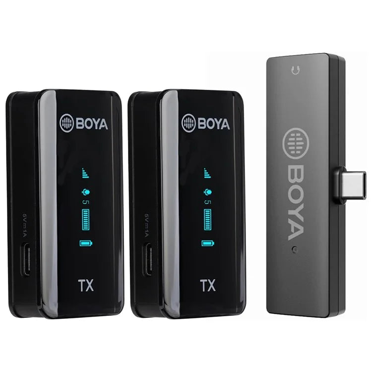 BOYA BY-XM6-S5 For OTG Function Devices Wireless Microphone Lavalier Mic, 2 Transmitter + 1 USB-C Receiver