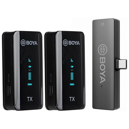 BOYA BY-XM6-S5 For OTG Function Devices Wireless Microphone Lavalier Mic, 2 Transmitter + 1 USB-C Receiver