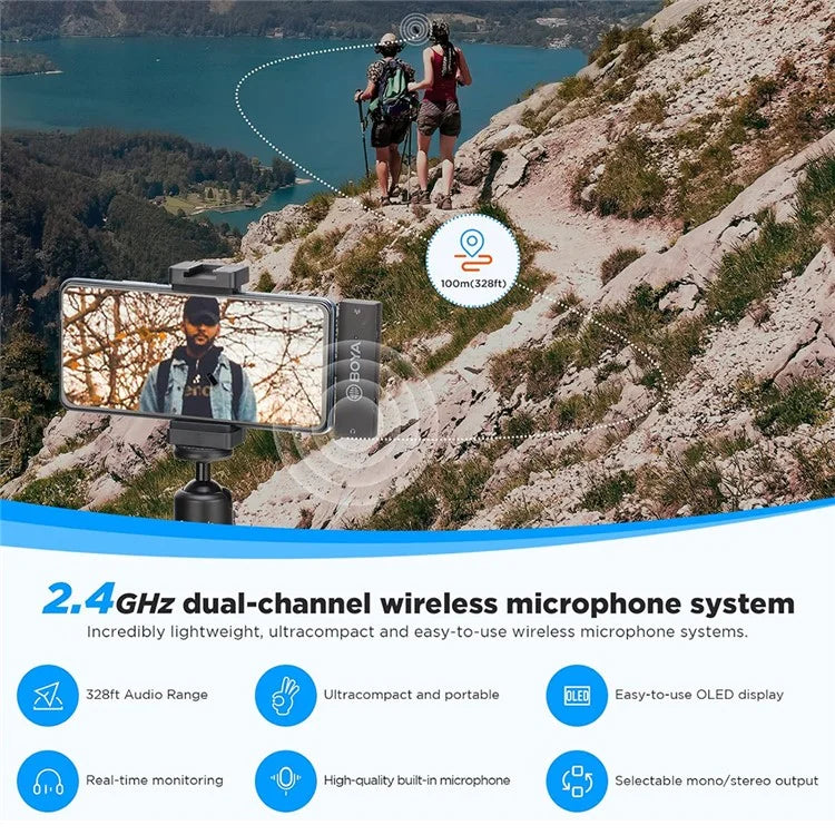 BOYA BY-XM6-S5 For OTG Function Devices Wireless Microphone Lavalier Mic, 2 Transmitter + 1 USB-C Receiver