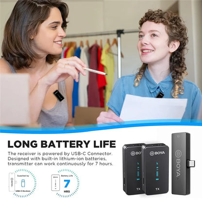 BOYA BY-XM6-S5 For OTG Function Devices Wireless Microphone Lavalier Mic, 2 Transmitter + 1 USB-C Receiver