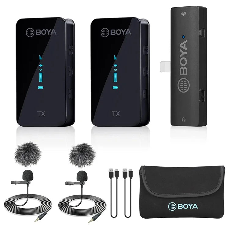 BOYA BY-XM6-S4 For iPhone  /  iPad Wireless Lavalier Microphone Live Streaming Mic, 2 Transmitter + 1 8-Pin Receiver