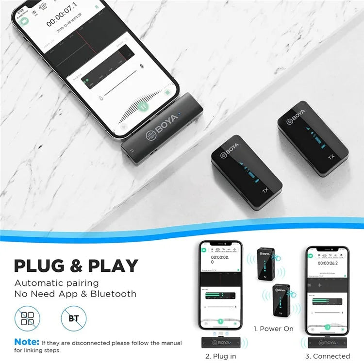 BOYA BY-XM6-S4 For iPhone  /  iPad Wireless Lavalier Microphone Live Streaming Mic, 2 Transmitter + 1 8-Pin Receiver