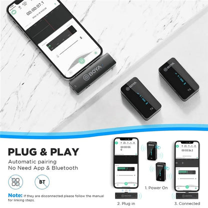 BOYA BY-XM6-S4 For iPhone  /  iPad Wireless Lavalier Microphone Live Streaming Mic, 2 Transmitter + 1 8-Pin Receiver