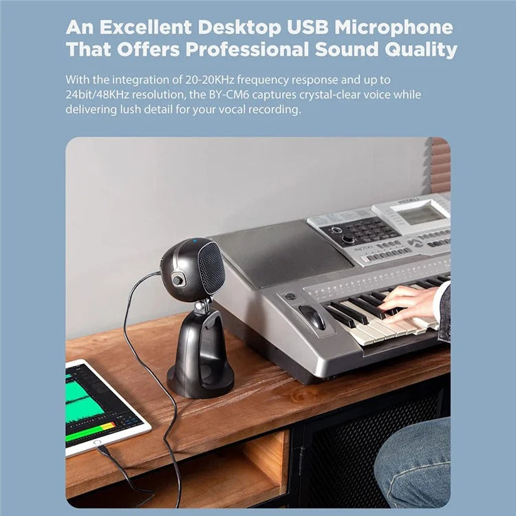BOYA BY-CM6 USB Desktop Microphone Gain Control Cardioid Mic for PS4 / PS5 / Computer
