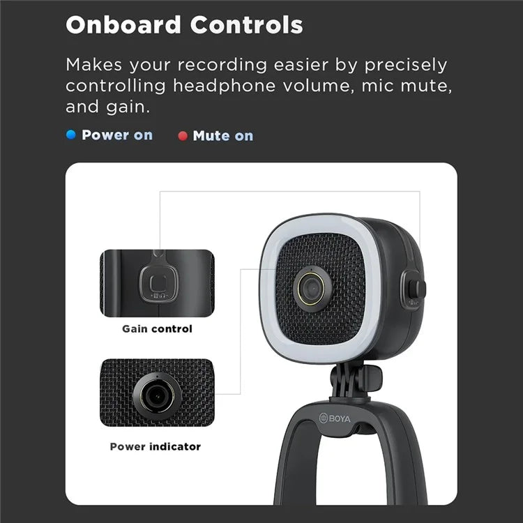 BOYA BY-CM6B Computer Laptop Desktop USB Microphone with 4K HD Camera and Fill Light