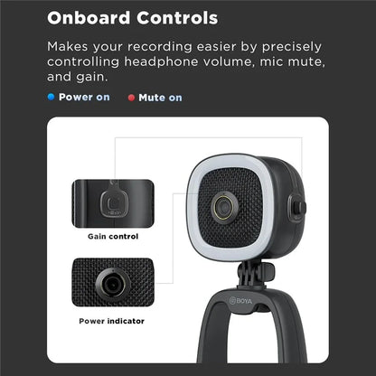 BOYA BY-CM6B Computer Laptop Desktop USB Microphone with 4K HD Camera and Fill Light