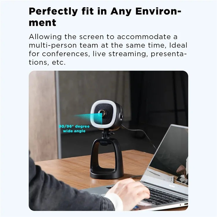 BOYA BY-CM6B Computer Laptop Desktop USB Microphone with 4K HD Camera and Fill Light