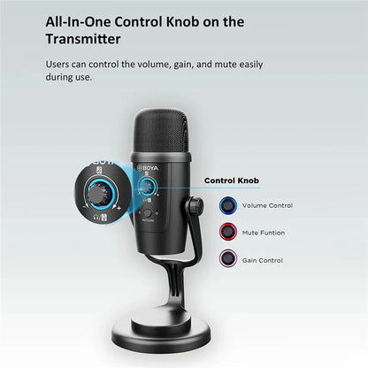 BOYA BY-PM500W Game Conference USB Wired / Wireless Condenser Microphone for Computer Laptop