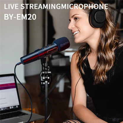 BOYA BY-EM20 Professional Live Streaming Condenser Microphone Home Studio Singing Mic