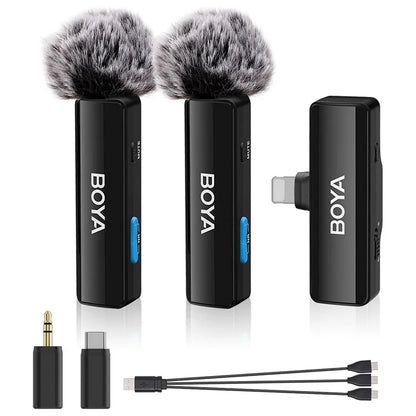 BOYA BOYALINK A2 For iPhone / Android / Camera Vlogging Wireless Lavalier Microphone (2 TX+1 RX) 100m Range