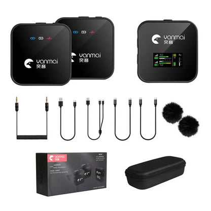 YANMAI GF525 Noise Reduction Wireless Lavalier Bluetooth Microphone (2 Transmitters+1 Receiver)