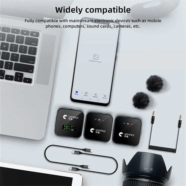 YANMAI GF525 Noise Reduction Wireless Lavalier Bluetooth Microphone (2 Transmitters+1 Receiver)
