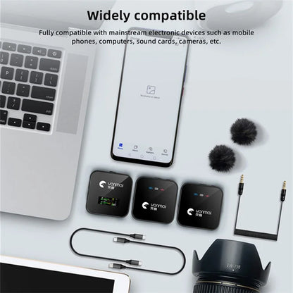 YANMAI GF525 Noise Reduction Wireless Lavalier Bluetooth Microphone (2 Transmitters+1 Receiver)