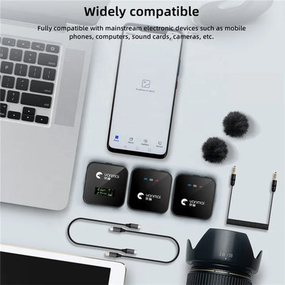 YANMAI GF525 Noise Reduction Wireless Lavalier Bluetooth Microphone (2 Transmitters+1 Receiver)