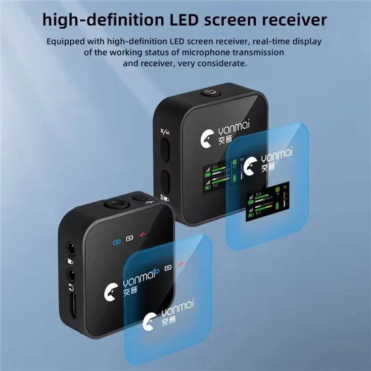 YANMAI GF525 Noise Reduction Wireless Lavalier Bluetooth Microphone (2 Transmitters+1 Receiver)