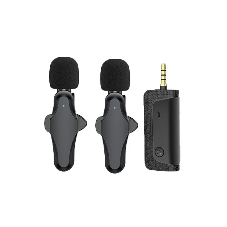 K35 Pro Noise Reduction Lavalier Microphone for Live Broadcast, 2 Mic + 1 Receiver