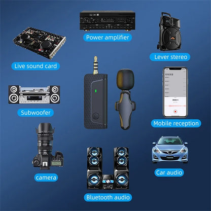 K35 Pro Noise Reduction Lavalier Microphone for Live Broadcast, 2 Mic + 1 Receiver