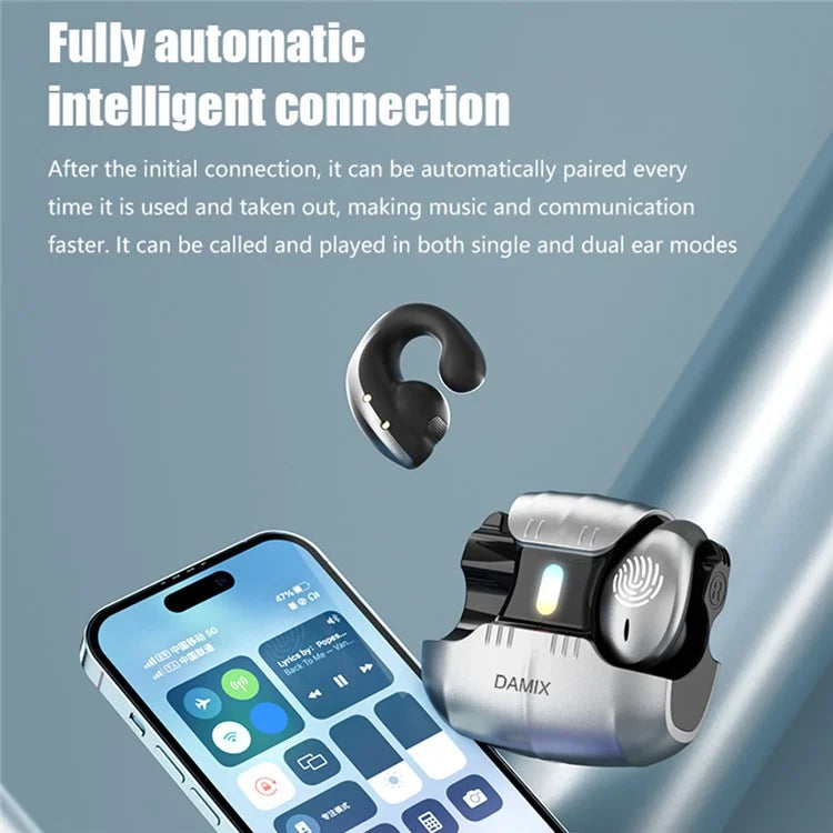 DAMIX AS-01 Bluetooth 5.5 Headphones Fingerprint Touch Clip-On Wireless Earphones