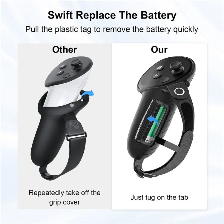 AMVR Q3HS2 For Meta Quest 3 Controller 1 Pair Silicone Cover Adjustable Hand Strap Protective Sleeve