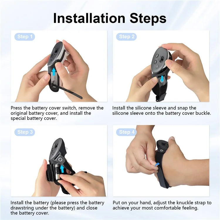 AMVR Q3HS2 For Meta Quest 3 Controller 1 Pair Silicone Cover Adjustable Hand Strap Protective Sleeve