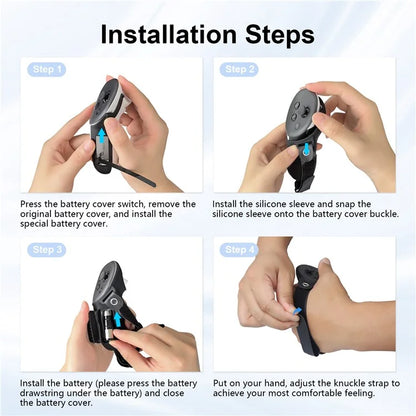 AMVR Q3HS2 For Meta Quest 3 Controller 1 Pair Silicone Cover Adjustable Hand Strap Protective Sleeve