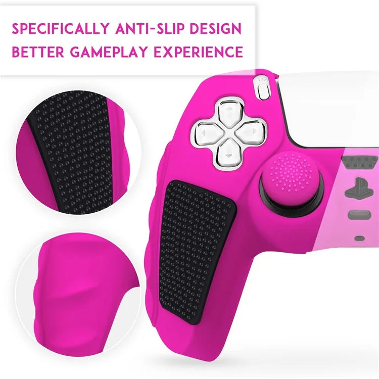 For PS5 Controller Silicone Case Color Matching Protective Cover (Without Joy-Stick Caps)