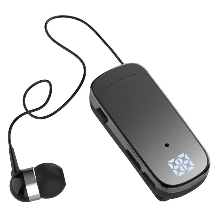 K65 Incoming Call Vibration Digital Display Retractable Lavalier Bluetooth Earphones