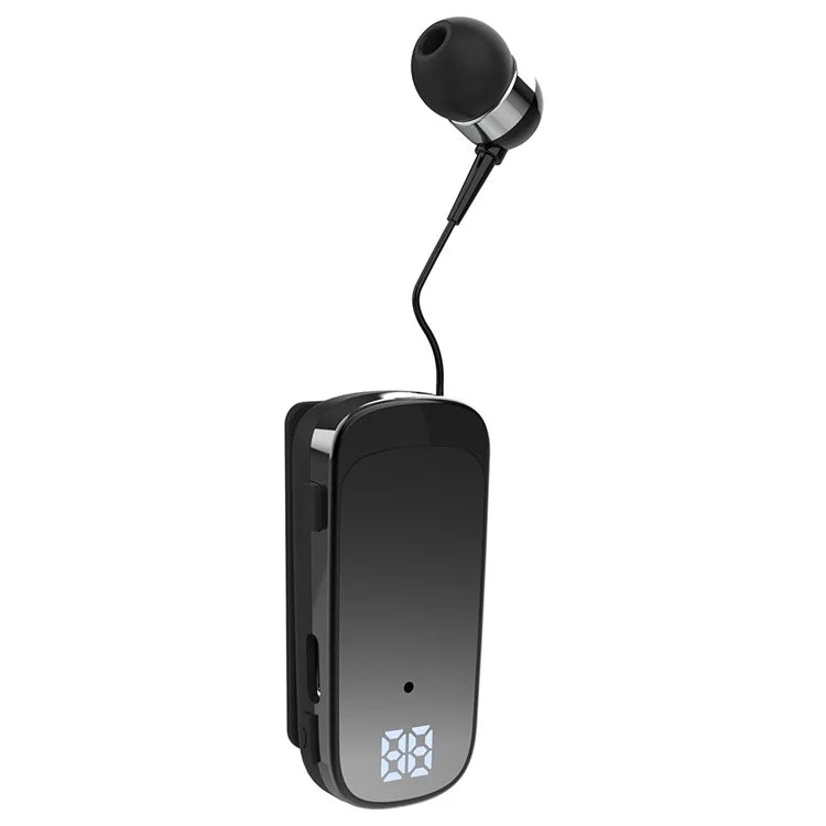 K65 Incoming Call Vibration Digital Display Retractable Lavalier Bluetooth Earphones