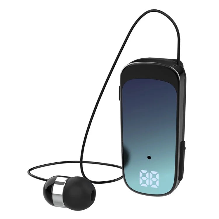 K65 Incoming Call Vibration Digital Display Retractable Lavalier Bluetooth Earphones