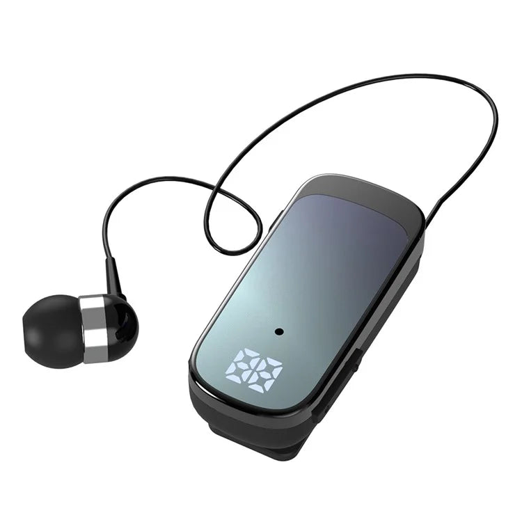 K65 Incoming Call Vibration Digital Display Retractable Lavalier Bluetooth Earphones