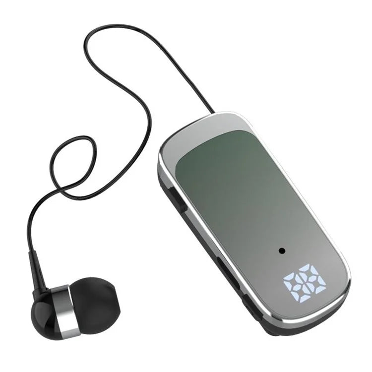 K65 Incoming Call Vibration Digital Display Retractable Lavalier Bluetooth Earphones