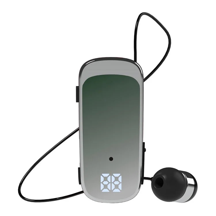 K65 Incoming Call Vibration Digital Display Retractable Lavalier Bluetooth Earphones
