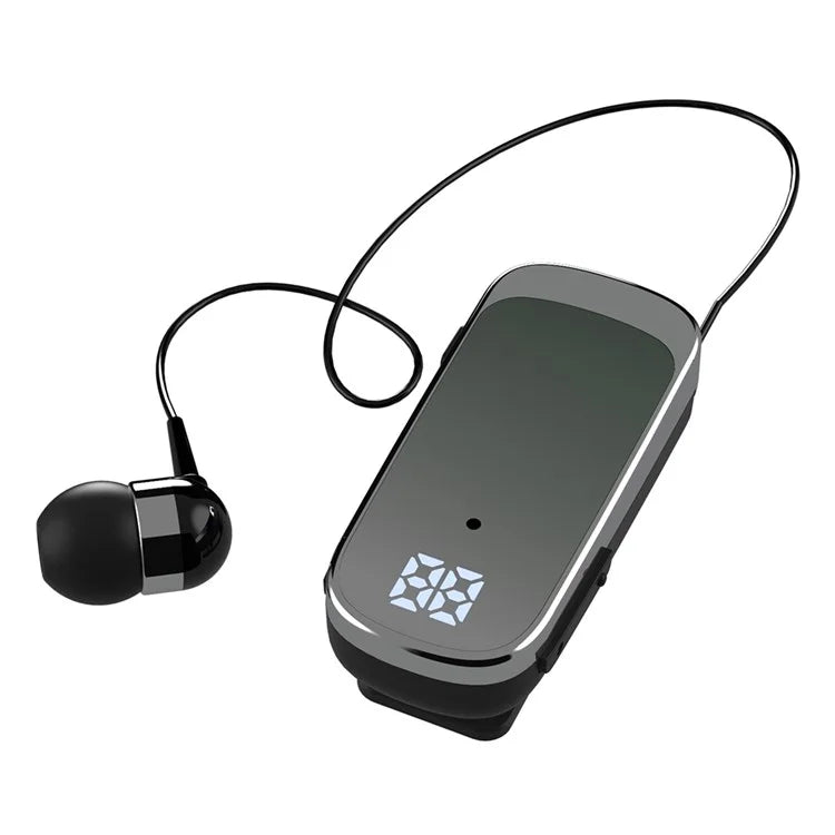 K65 Incoming Call Vibration Digital Display Retractable Lavalier Bluetooth Earphones