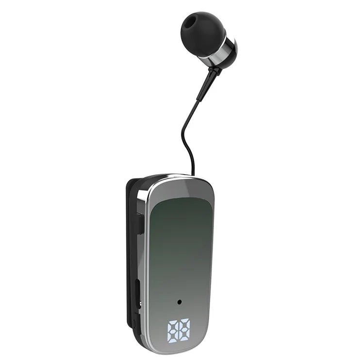 K65 Incoming Call Vibration Digital Display Retractable Lavalier Bluetooth Earphones
