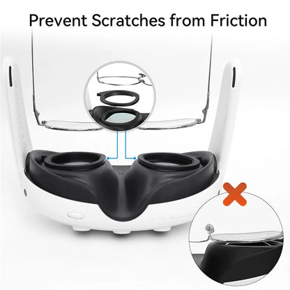AMVR Silicone Lens Protector Set for Meta Quest 3 Anti-Scratch Ring + Dust Shield + Cleaning Cloth