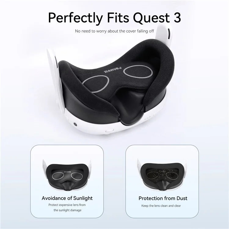 AMVR Silicone Lens Protector Set for Meta Quest 3 Anti-Scratch Ring + Dust Shield + Cleaning Cloth