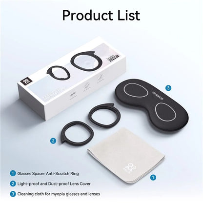AMVR Silicone Lens Protector Set for Meta Quest 3 Anti-Scratch Ring + Dust Shield + Cleaning Cloth