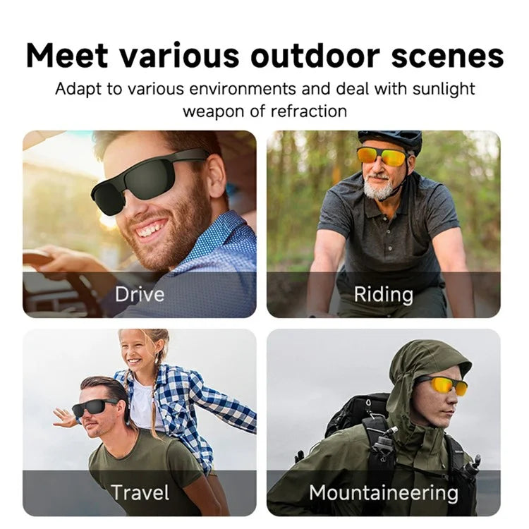 G02 Cycling Smart Glasses Bluetooth Wireless Earphone Polarized Sunglasses (CE Certified) - Black