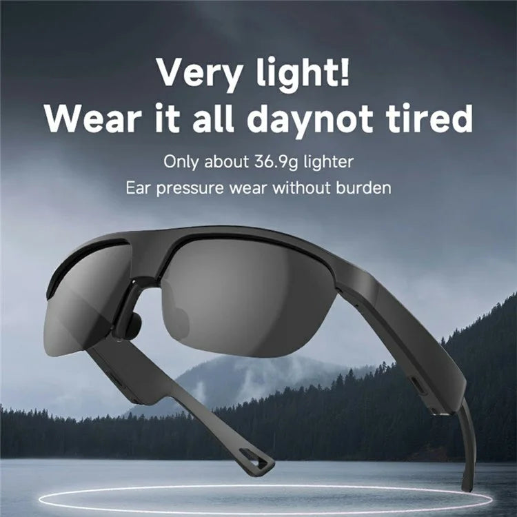 G02 Cycling Smart Glasses Bluetooth Wireless Earphone Polarized Sunglasses (CE Certified) - Black