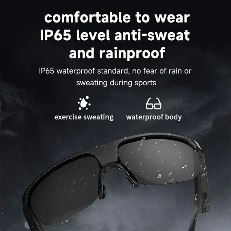 G02 Cycling Smart Glasses Bluetooth Wireless Earphone Polarized Sunglasses (CE Certified) - Black