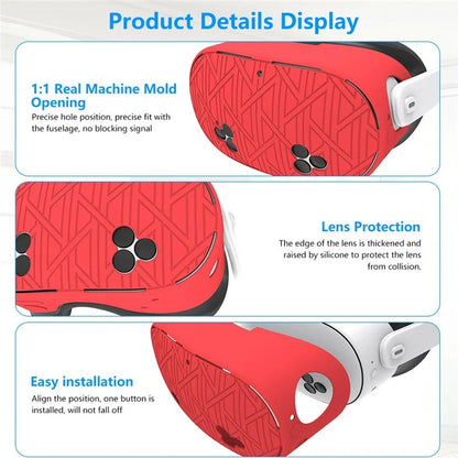 For Meta Quest 3S VR Silicone Case Stripes Style Heat Dissipation Protective Cover