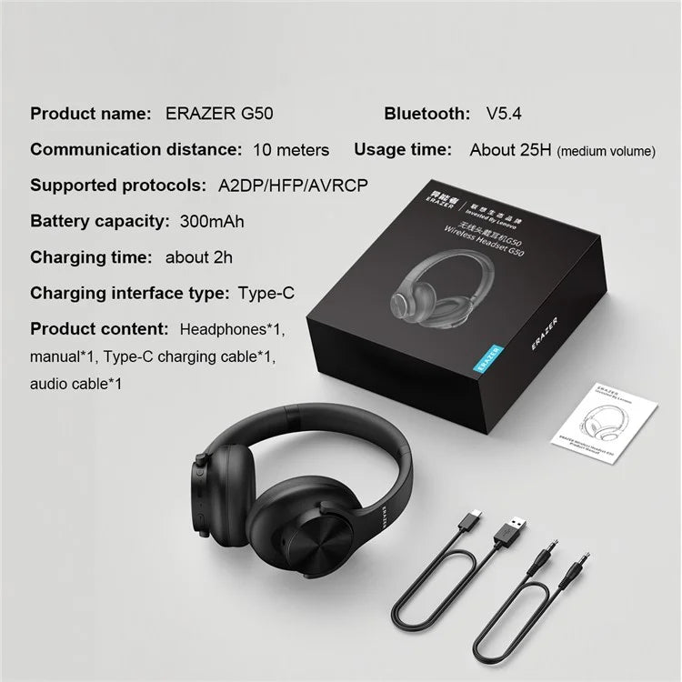 LENOVO Erazer G50 Wireless Bluetooth Stereo Headphone Over-Ear Foldable Music Headset