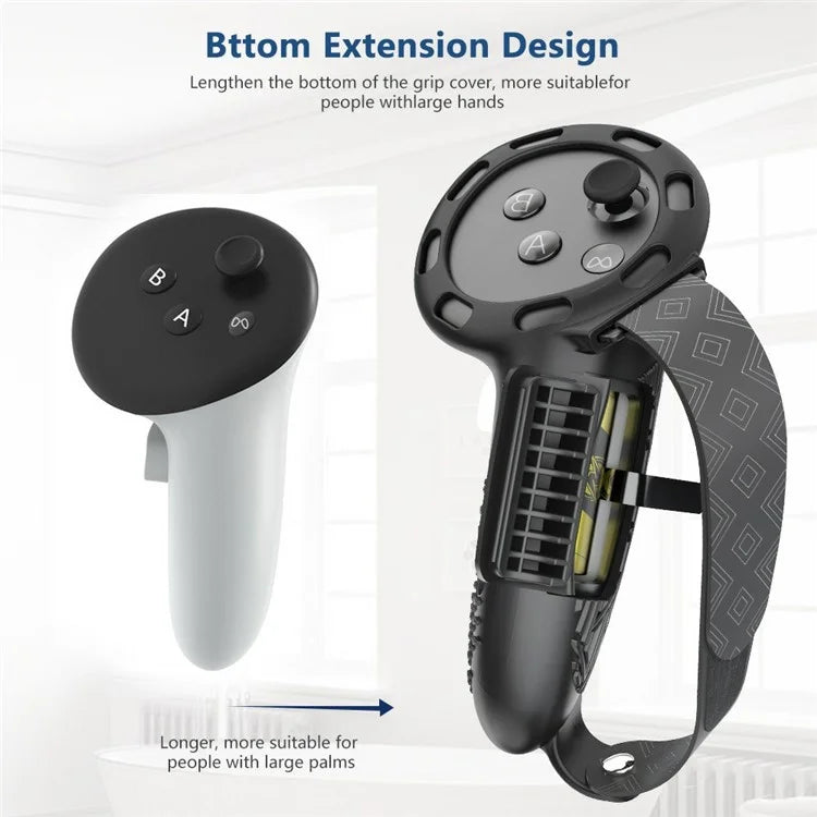 1 Pair For Meta Quest 3 / 3S Controller Grips Cover Silicone Extended Handle Accessories