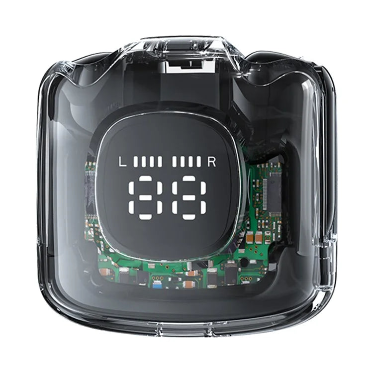TM60 Digital Display Bluetooth Headset Transparent Half-In-Ear TWS Earbuds Low Latency Headphones
