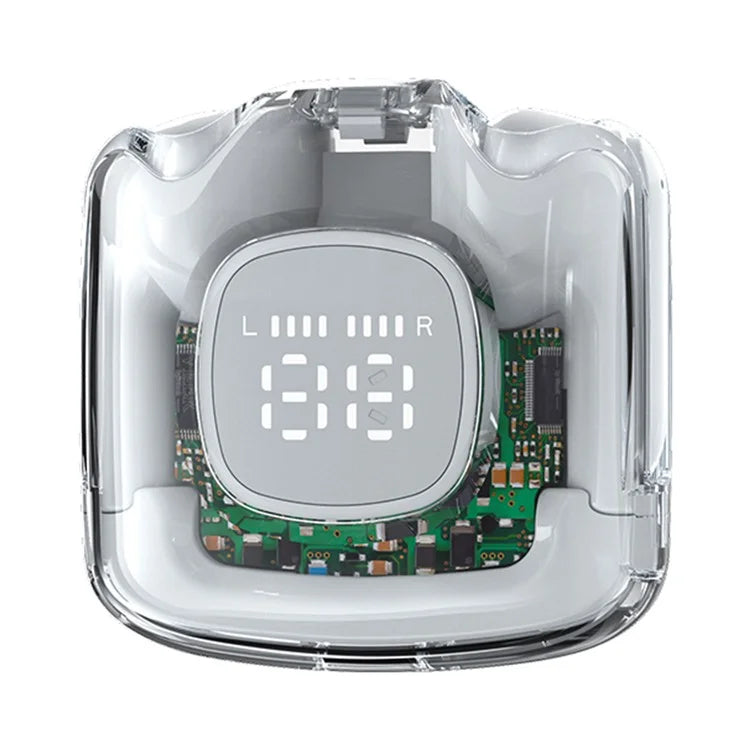 TM60 Digital Display Bluetooth Headset Transparent Half-In-Ear TWS Earbuds Low Latency Headphones