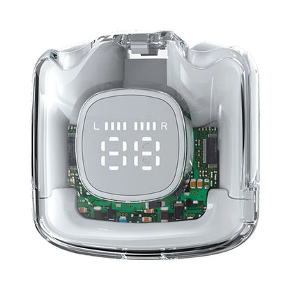TM60 Digital Display Bluetooth Headset Transparent Half-In-Ear TWS Earbuds Low Latency Headphones