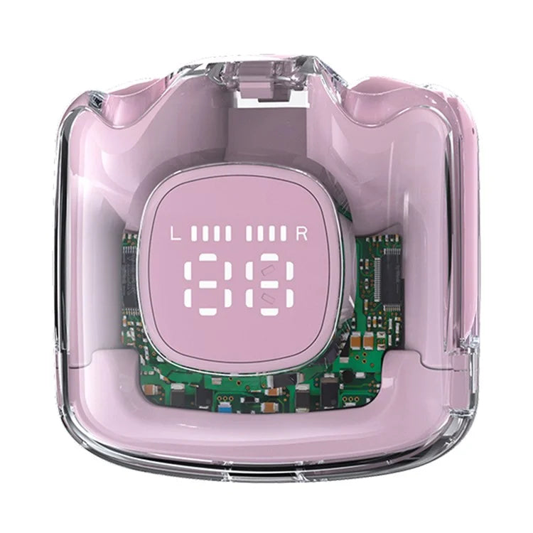 TM60 Digital Display Bluetooth Headset Transparent Half-In-Ear TWS Earbuds Low Latency Headphones