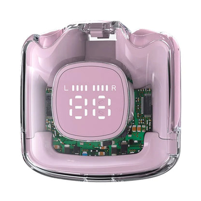 TM60 Digital Display Bluetooth Headset Transparent Half-In-Ear TWS Earbuds Low Latency Headphones