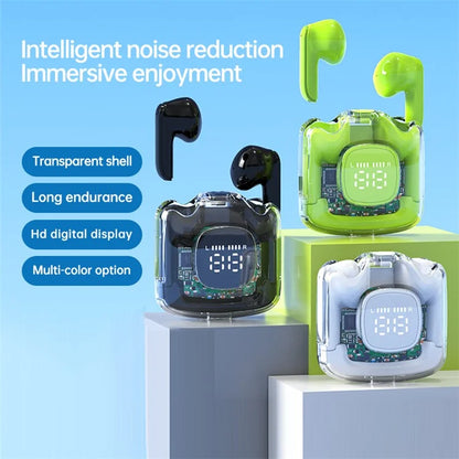 TM60 Digital Display Bluetooth Headset Transparent Half-In-Ear TWS Earbuds Low Latency Headphones